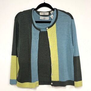 Vintage Marisa‎ Christina Cardigan and Tank Knit Set, Size Medium, Colorblock